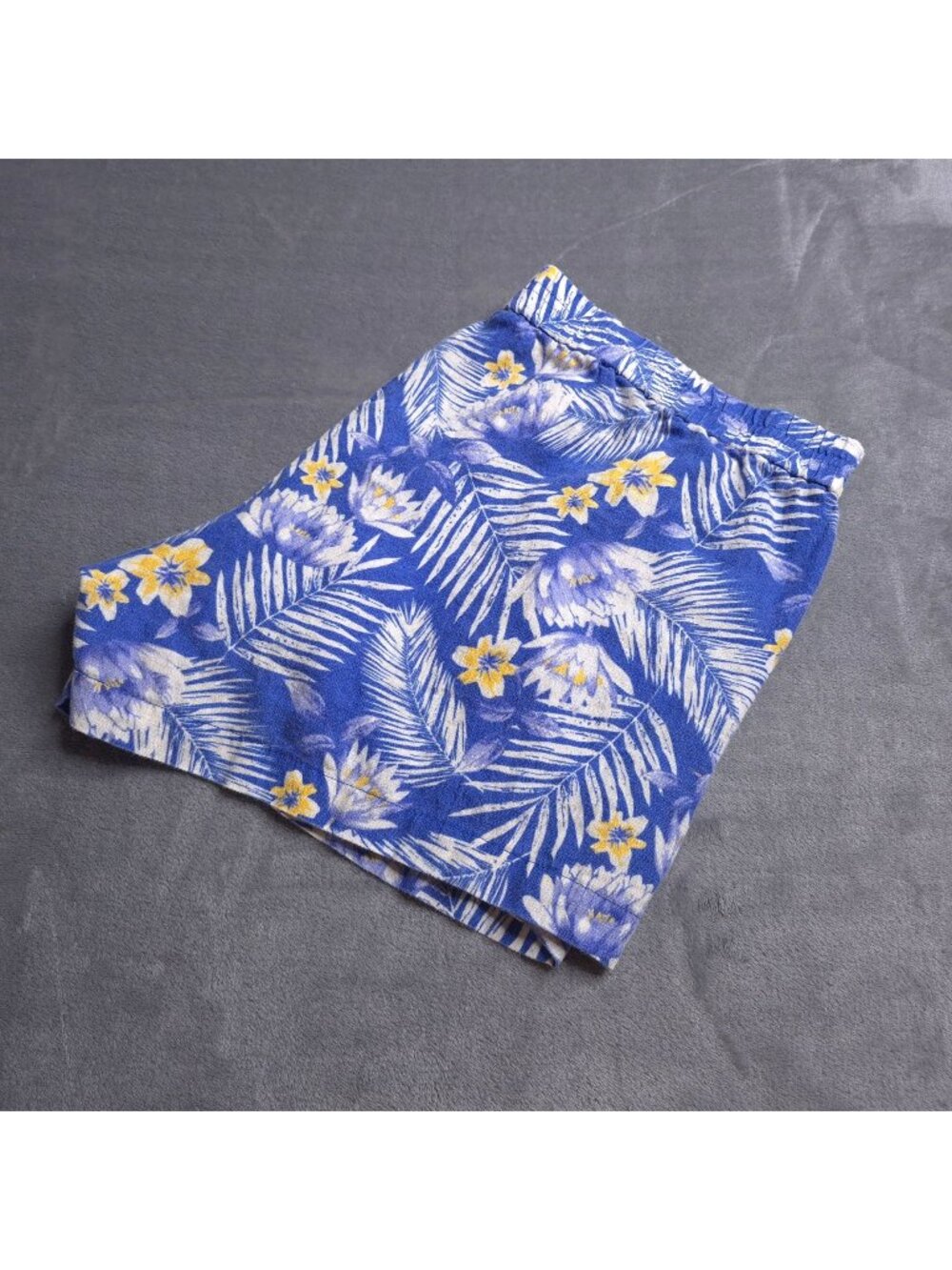 Kut From The Kloth Womens Blue Floral Linen Shorts 12 Elastic Waist Pockets